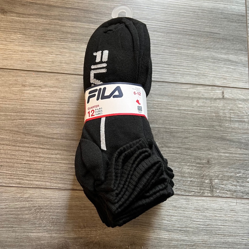 12  Pair Fila Men's Sport-style Qtr Cut Versatility Comfort & Style Socks  10-13